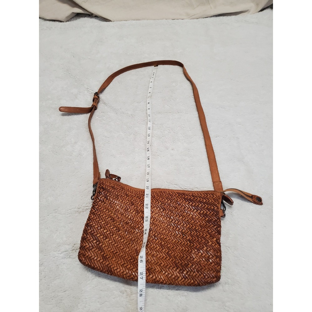 Tan Brown Woven Leather Crossbody Purse Bag Boho Bohemian Casual Western Basic - Picture 8 of 10